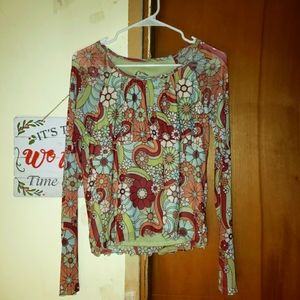 Art Class Floral Print Long Sleeve Top, Size Girls XL (14-16)